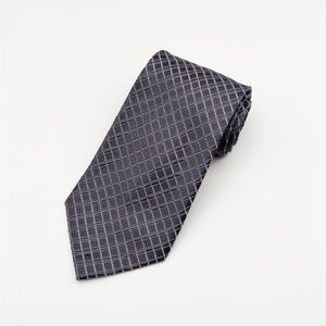 ⚜️ Calvin Klein ⚜️ Charcoal Grey and Purple Checkered Tie • 100% SILK!